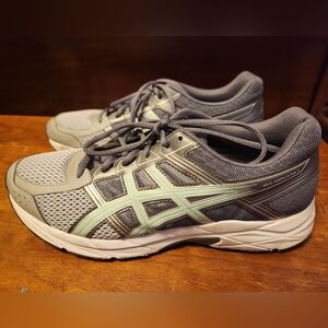 ASICS Gray and Light Green Athletic Shoes, womens size 10.5